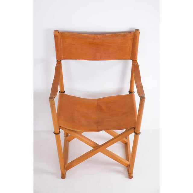 Animal Skin Set of Mk 16 Foldable Armchairs attributed to Mogens Koch, Denmark, 1960s For Sale - Image 7 of 10