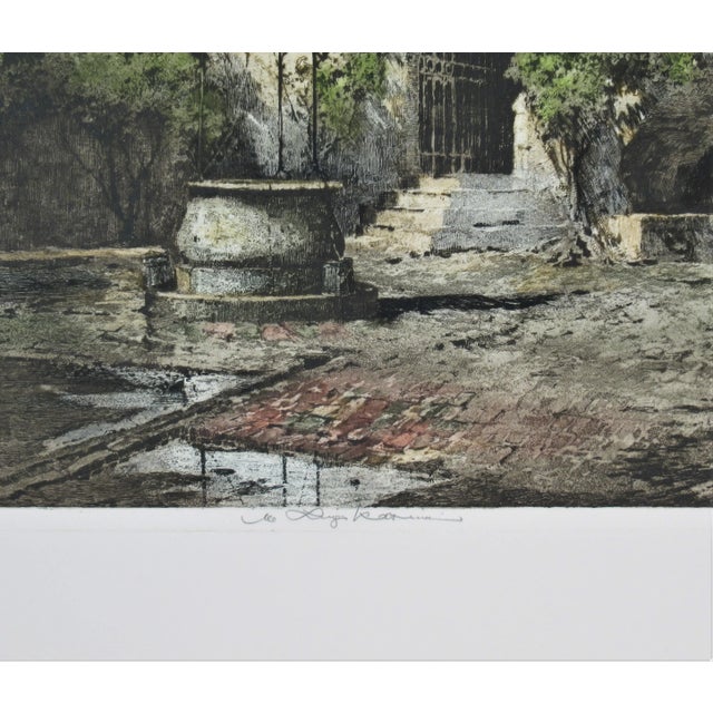 1920s Luigi Kasimir, Seebenstein Castle Courtyard, Austria, large color etching, 1920 For Sale - Image 5 of 6