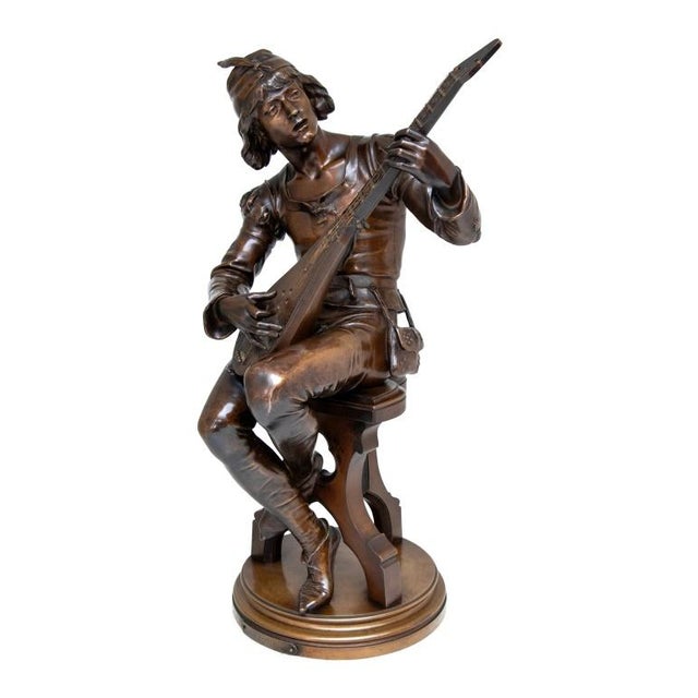 Emile Andre Boisseau (French, 1842-1923) "Oysel - Le Troubadour" Patinated Bronze Sculpture, late 19th century, depicting...