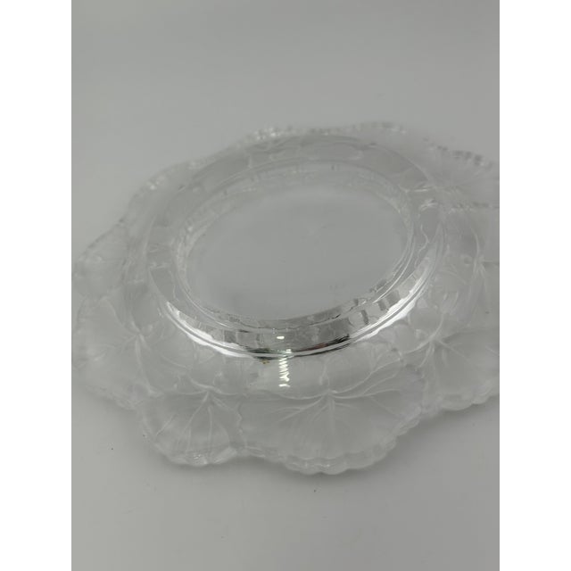 Lalique 1960s Lalique Honfleur Geranium Dish 5-3/4" | Frosted Glass Rim | Signed Lalique France For Sale - Image 4 of 9