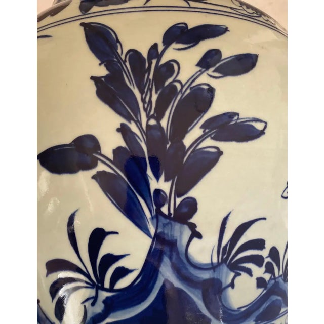 Chinoiserie Blue and White Porcelain Ginger Jar Table Lamp Landscape Motif For Sale - Image 14 of 16