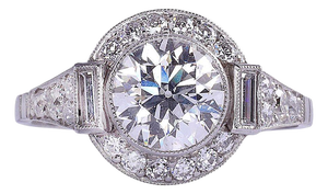 1900-1909 1.33 Carat Center Diamond Platinum Engagement Ring, Size 7.25