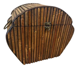 Vintage Split Reed and Brass Ring Box