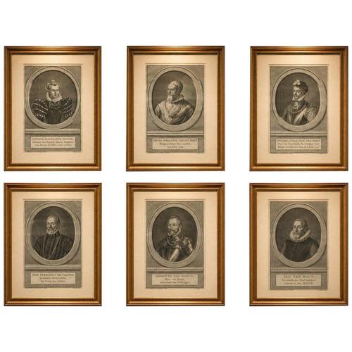 Houbraeken after Visscher, Dutch Portraits, Engravings, 1574, Set of 6 For Sale - Image 11 of 11