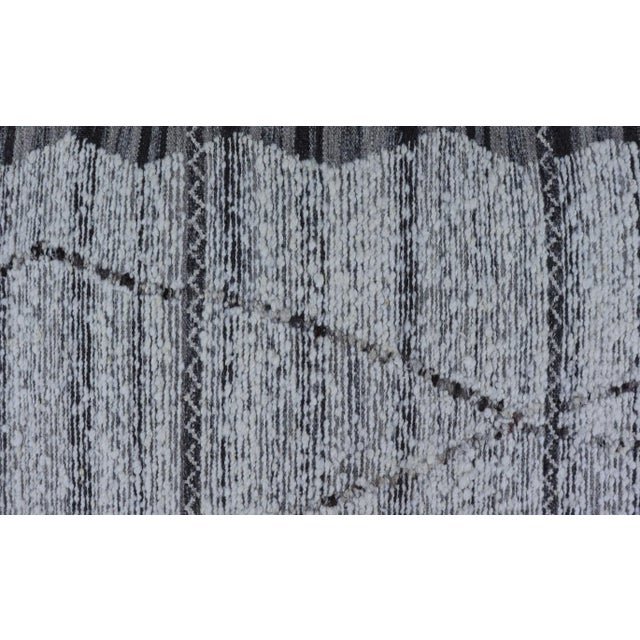 Black 2010s All-Neutral Modern Rug in Off White, Gray and Black Diamond Minimalist Design For Sale - Image 8 of 11