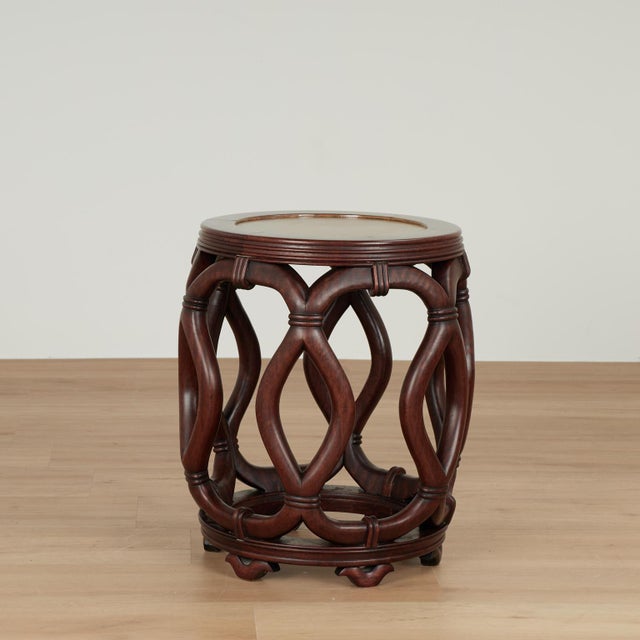 Mid-Century Modern Pair of Vintage Chinese Carved Wood Garden Seats or Stands For Sale - Image 3 of 14