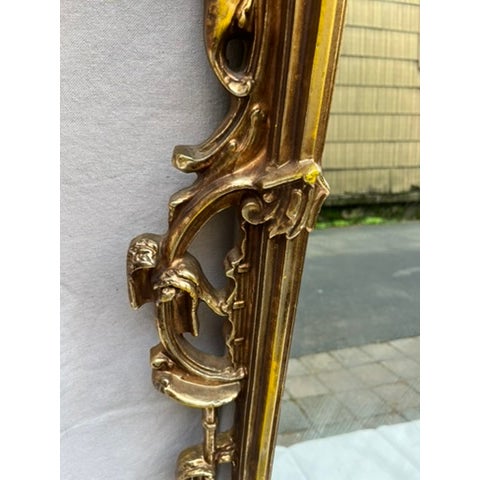 Mid 20th Century Vintage Large Gold Chinoiserie Wall Mirror For Sale - Image 5 of 11