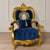 Make a statement with this grand French Rococo armchair, featuring luxurious deep blue velvet upholstery and an...