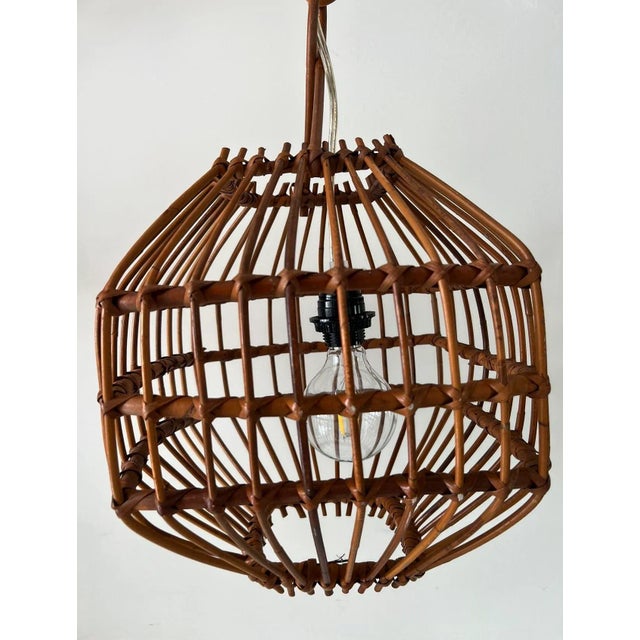 Vintage Mid Century Italian Bamboo Pendant Ceiling Light For Sale - Image 11 of 12