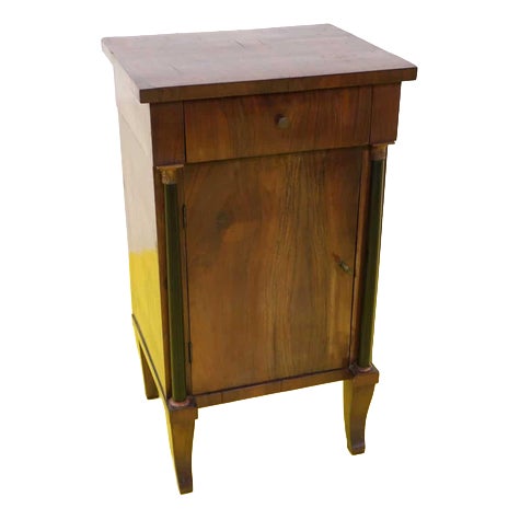 Empire Nightstand in Wood with Door and Drawer For Sale