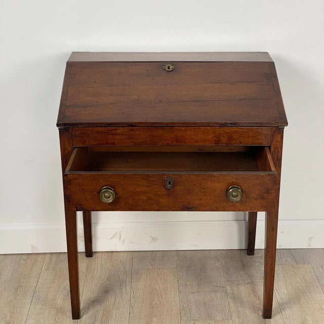 Circa 1780 Elm Georgian One Drawer Desk, England For Sale - Image 4 of 11
