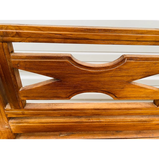 Amber Late 20th Century Hand Carved Teak Decorator Bench. For Sale - Image 8 of 9