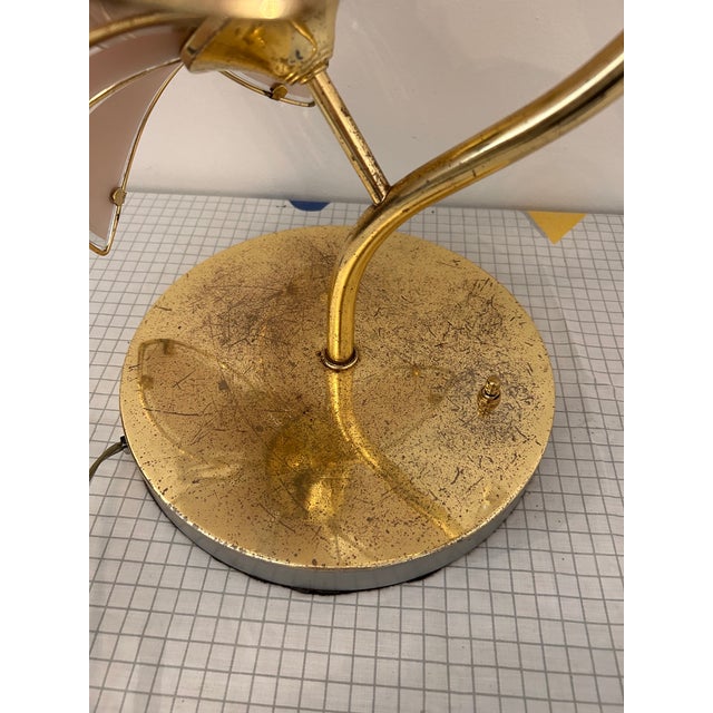 1970s Mid Century Modern Hollywood Regency Pink Lotus Flower Tall Table Lamp 36” For Sale In Los Angeles - Image 6 of 12