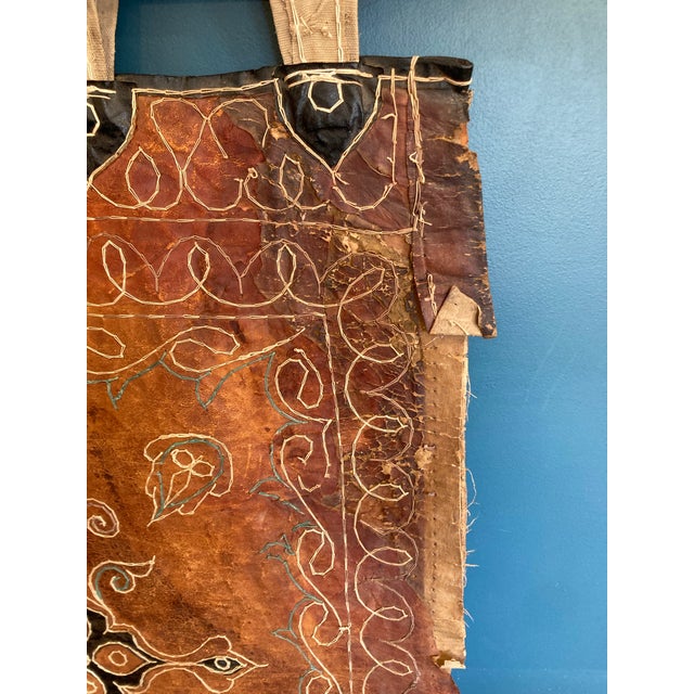 Vintage Handcrafted Leather Folk Art Wall Hanging For Sale In Oklahoma City - Image 6 of 12