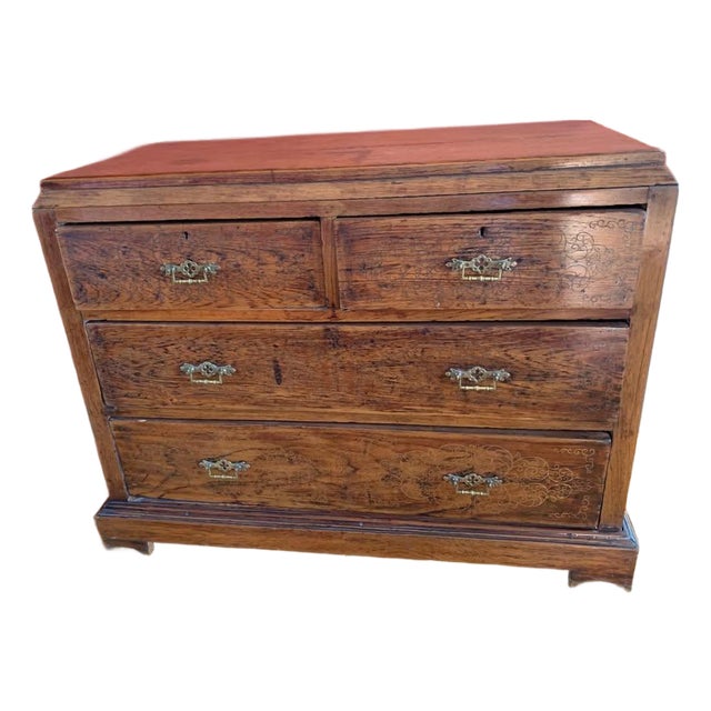 19th Century Antique Anglo-Burmese Colonial Inlaid Teak Chest of Drawers For Sale