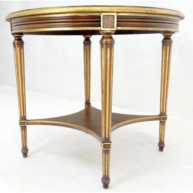 Widdicomb 26" Round Gold Gilt Side End Lamp Table Stand Book Matched Veneer For Sale - Image 11 of 11