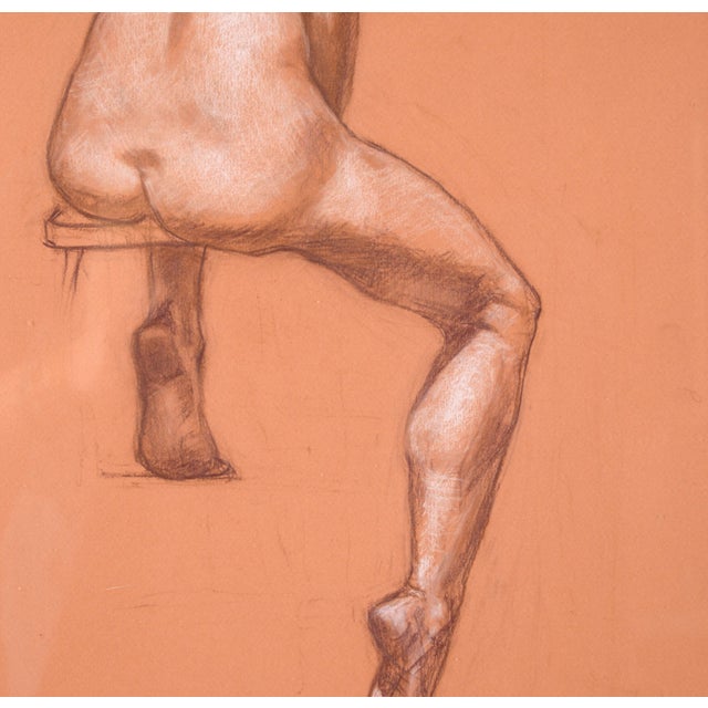 "Seated Figure" Nude in Pastel and Color Pencil on Paper by George Wishon For Sale In Monterey, CA - Image 6 of 8