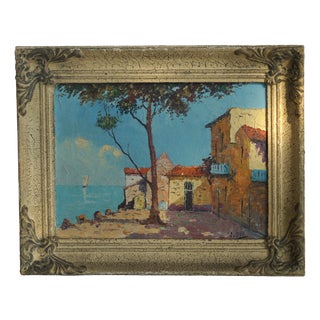 Jos Van Dijk, Southern European Street Scene, 1920s, Oil Painting on Canvas For Sale