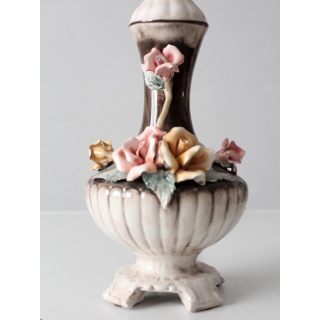 Mid 20th Century Italian Capodimonte Porcelain Floral Lamp For Sale - Image 4 of 13