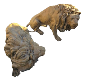 Neapolitan Artist, Large Lions, 1980s, Patinated Bronze, Set of 2