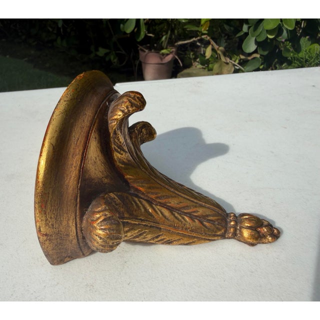 Vintage Petite Italian Florentine Gilt Wall Bracket Shelf For Sale In Naples, FL - Image 6 of 9