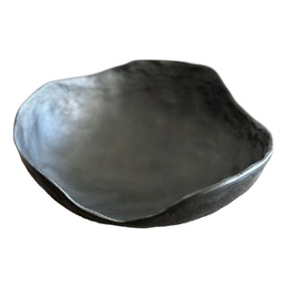Organic Shaped Blacken Metal Bowl For Sale