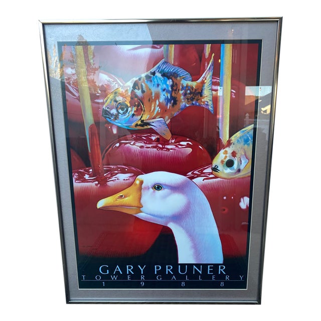 Vintage 1988 Gary Pruner Tower Gallery Exhibition Framed Poster For Sale