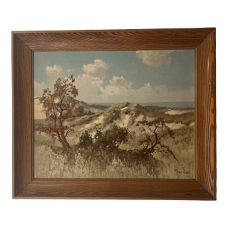 Oil on Canvas European School Titled Sarbov Landscape Framed Signed by Slovakian Artist Peter Tux Made in 1964 For Sale