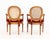 French Pair of Louis XVI Style Red Velvet Upholstered Cane Paneled Walnut Fauteuils For Sale - Image 3 of 13