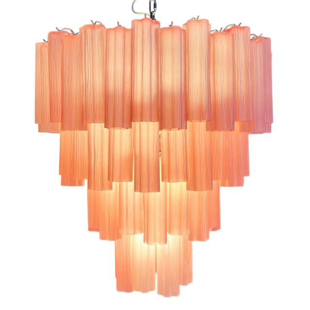 Handmade Murano Glass Chandelier with 80 Pink Tubes from Justfurnituress SRL For Sale - Image 4 of 15