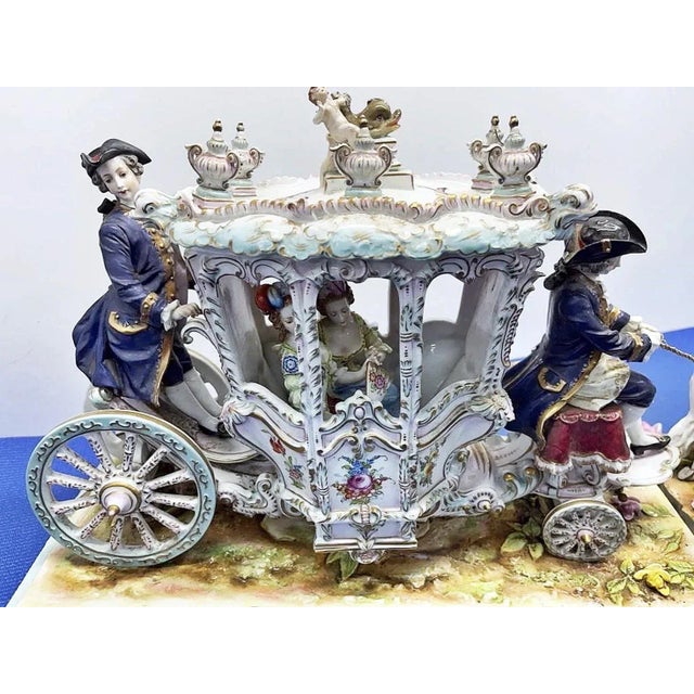 French Late 19th Century Capodimonte Style Luigi Fabris Monumental Porcelain Coach For Sale - Image 3 of 12