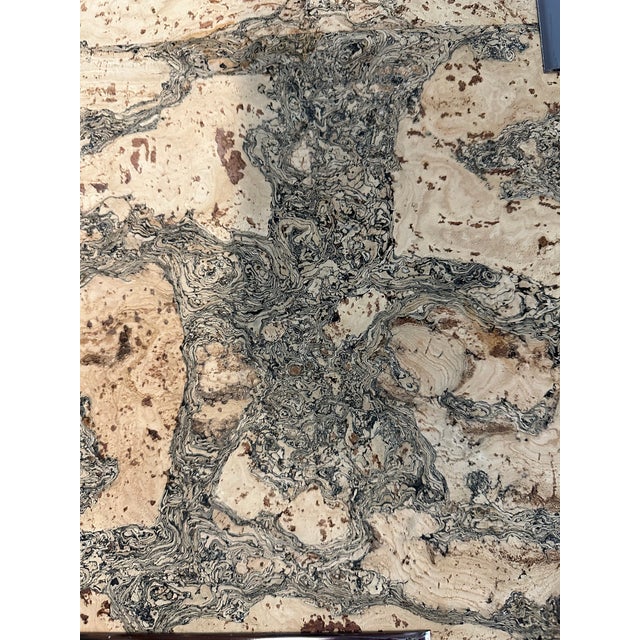 Light Yellow 1970s Paul Evans Style Cork and Stainless Steel Coffee Table on Plinth Base For Sale - Image 8 of 12