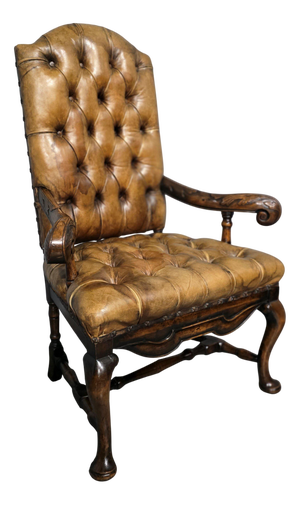 William and Mary Revival Walnut Library Chair, 1880