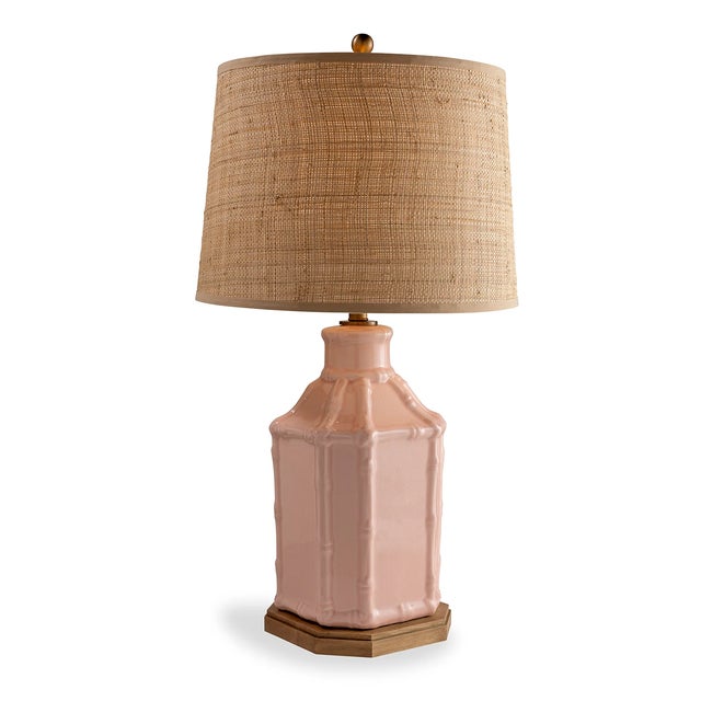 Textile Amelia Pink Bamboo Birdcage Lamp with Raffia Shade For Sale - Image 7 of 7