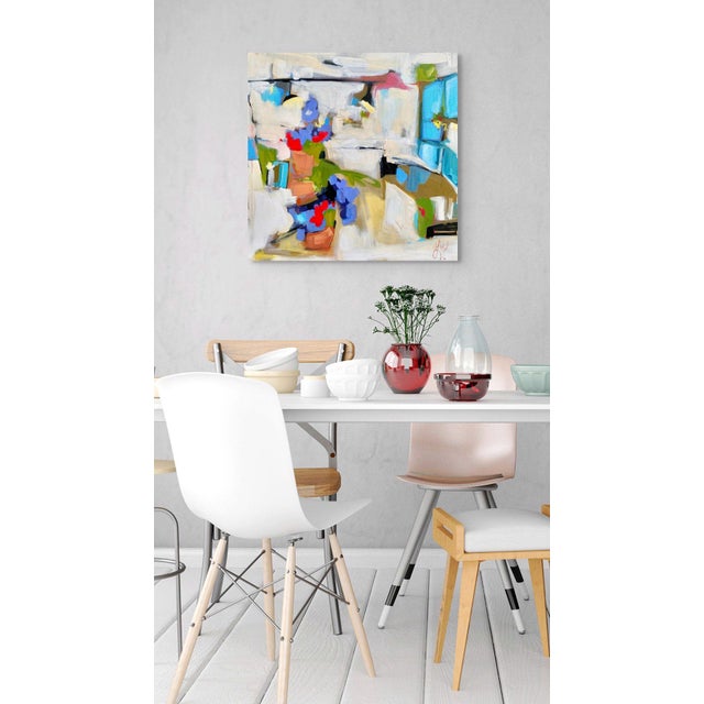 Early 21st Century Little Shop on the Corner by Leigh Ann Van Fossan | Acrylic on Canvas Abstract scene with flowers. For Sale - Image 5 of 5