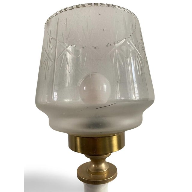 Metal English Porcelain and Brass Lamp, 1950s For Sale - Image 7 of 15