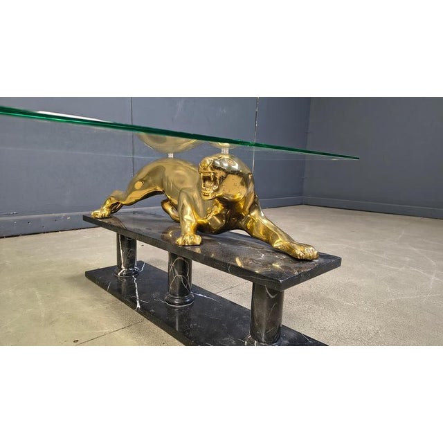 Brass and Marble Jaguar Coffee Table, 1970s For Sale - Image 4 of 12