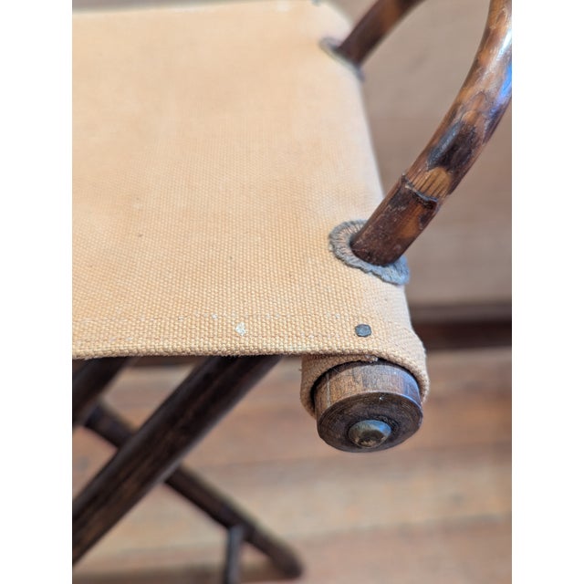 Edwardian English Canvas Folding Shooting Stool For Sale - Image 4 of 6