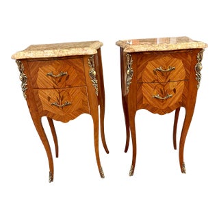 Mid 20th Century Vintage French Louis XV Nightstands (Pair) For Sale