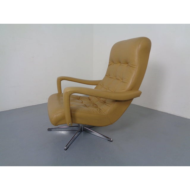 Set of Leather Swivel Easy Chair and Ottoman, Switzerland, 1960s For Sale - Image 12 of 18
