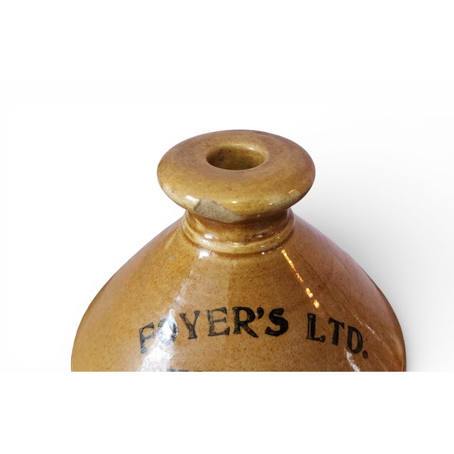 Foyer's Ltd. Uxbridge Antique English Salt-Glazed Stoneware Flagon Jug 11" high. c.1920s. Chip to underside of rim (see...