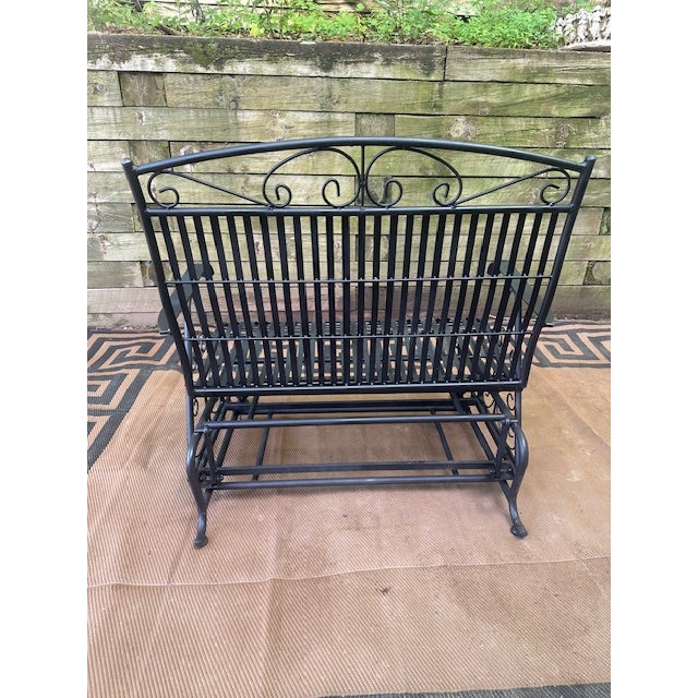 1980s 1980s Woodard Style Wrought Iron Swinging Bench For Sale - Image 5 of 10