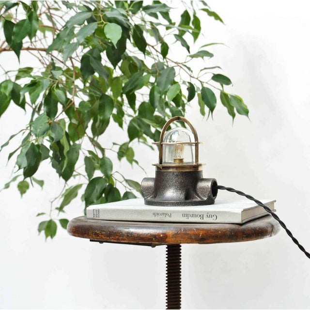 Spining Top Lamp in Patinated Cast Iron and Brass, 1950s For Sale - Image 4 of 13