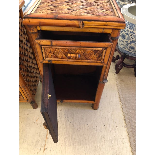 Traditional Vintage Rattan Cabinet Night Stand For Sale - Image 3 of 8