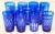 Late 20th Century Cobalt Blue Cut to Clear Crystal Drinking Rock Glasses Tumblers Set of 11 For Sale - Image 5 of 13