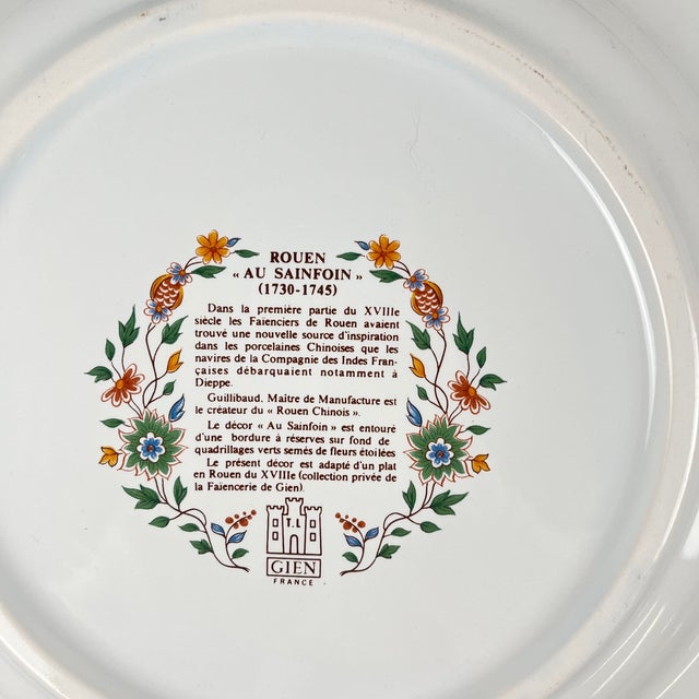 1990s Round Rouen Sainfoin Cake Plate from Gien, 1990 For Sale - Image 5 of 10
