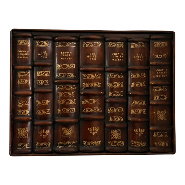 Vintage Theodore Alexander Faux Book Library Panel Facade For Sale