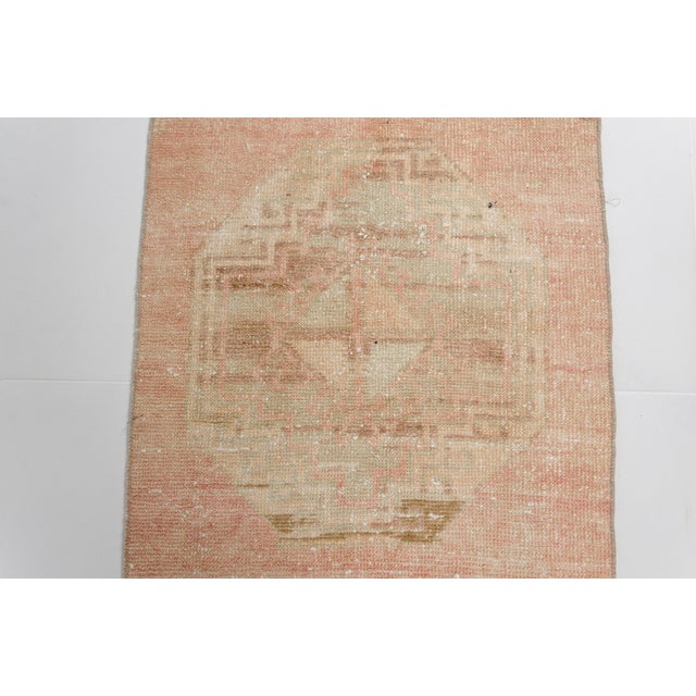 Apricot 1950s Hand-Knotted Neutral Wool Runner for Hallway For Sale - Image 8 of 10