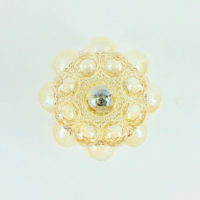 Mid-Century Modern 1970s Mid-Century Modern Amber Bubble Glass Flush Mounts by Helena Tynell for Limburg - a Pair For Sale - Image 3 of 10