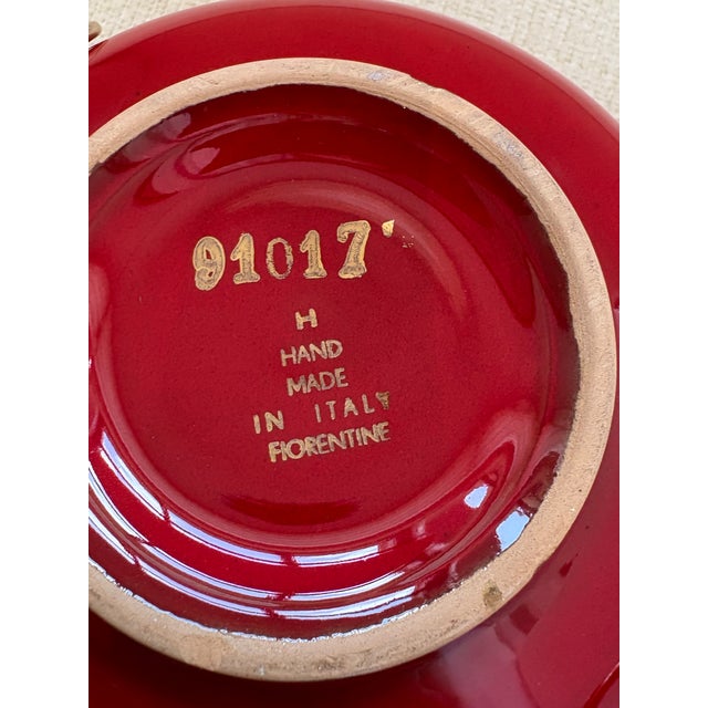 1960s Vintage Italian Glazed Ceramic Ashtray With Brass Lion Head Knockers, in the Manner of Gio Ponti, Signed Florence Italy, 1960s For Sale - Image 5 of 7
